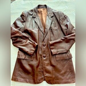 Vintage Clipper Bay Brown 100% Leather Jacket Size 48 Tall